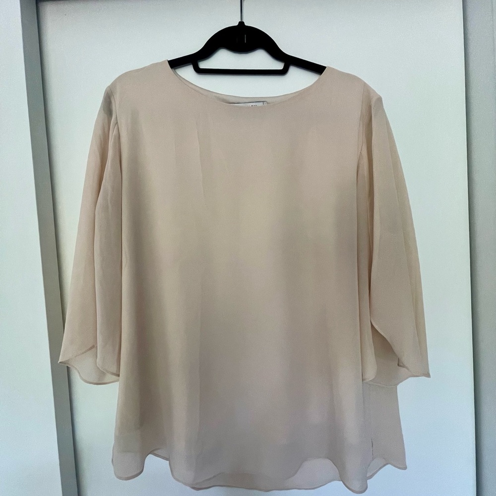 Grace Karin Tan Flowy 3/4 Sleeve Blouse Sz L